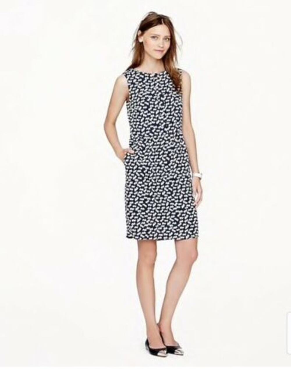 J. Crew NWT Scattered Heart Navy Split Neck Dress // 2